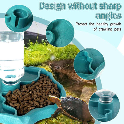 2in1 Reptile Pet Drinker Feeder Water and Food Bowl for Lizard Snake Tortoise