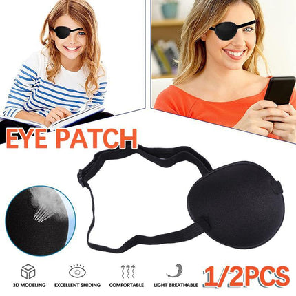 New 1/2PCS Eye Patch Eye Shade Concave Washable Adjustable Strap Black - Aimall