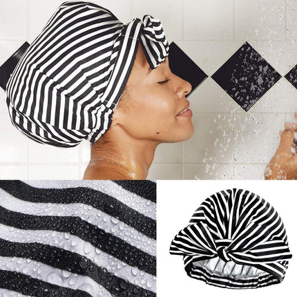 Woman Shower Cap Reusable Long Hair Large Turban Bathroom Waterproof Hair Cap