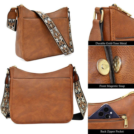 Retro Large Capacity Colorblock Shoulder Crossbody Bag Strap Multi-functional
