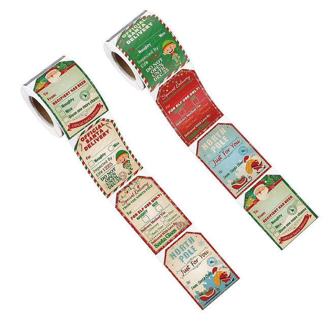 2 Rolls Christmas Stickers Labels Holiday Gift Wrapping Decoration Supplies