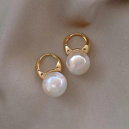 Golden Pearl Stud Earrings For Women Wedding Jewelry Perfect Gift High Style - Aimall