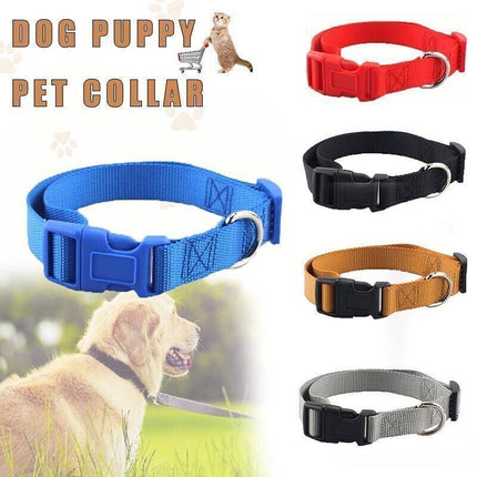 M Size Dog Puppy Pet Collar Adjustable Nylon Toy Medium pink blue red black - Aimall