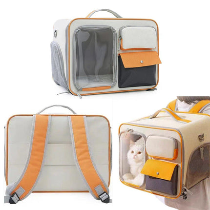 Large Capacity Cat Dog Backpack Outdoor Portable Pet Carrier Canvas Travel Bag