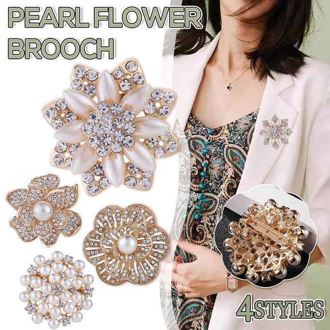 Fashion Women Crystal Simulated Pearl Brooch Pin Wedding Party Jewelry Decor
