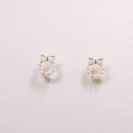 Chic Dainty Bow Earrings for Women Small Round Elegant Jewelry Fashion Gift