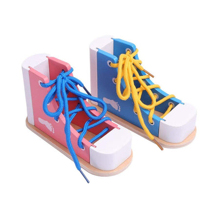 2PCS Wooden Lacing Toy Set for Early Learning and Fine Motor Skill Training