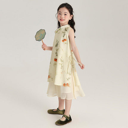 New Chinese Girl Dress Set Traditional Style Lucky Persimmon