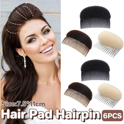 6PCS Combs Fluffy Hair Pad Heighten Hairpin Sponge Clips Forehead Heighten Women