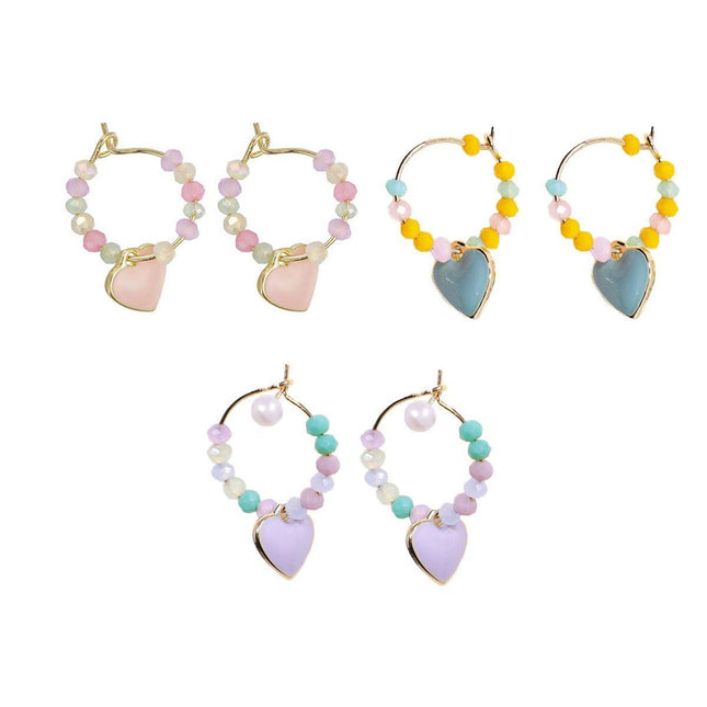 Summer Colourful Beaded Heart Earrings Sweet Fashion Jewellery for Women Girls