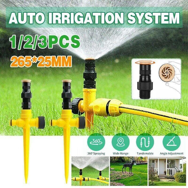 Auto Irrigation System Garden Lawn Sprinkler Adjustable Sprinkler 360° Rotation - Aimall