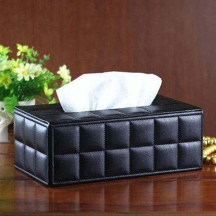 Leather Tissue Box Holder Rectangular Tissue Dispenser for Living Room Home