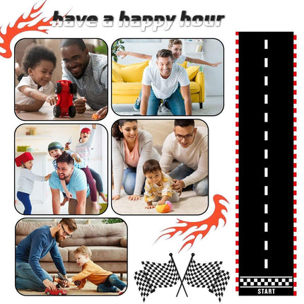 4pcs Black White Racing Runway Party Decor Fabric Race Track Background Material