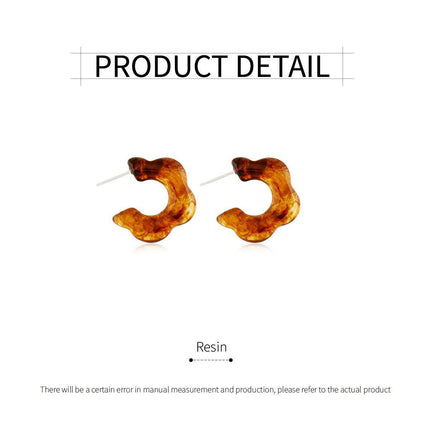 Vintage Amber C Shaped Earrings Retro Style Jewellery Women Girls Fashion
