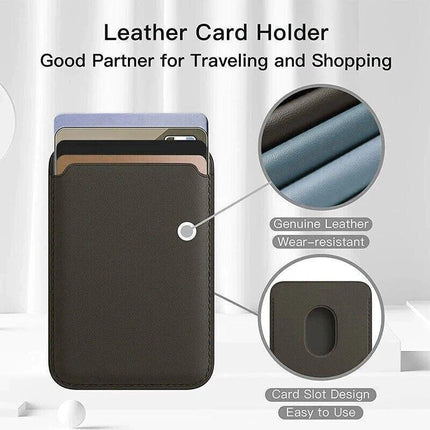 Magnetic Card Holder For Magsafe iPhone 14 13 Pro Max Leather Wallet Card Pocket - Aimall