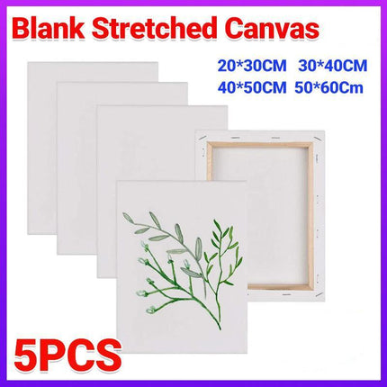5x Artist Blank Stretched Canvas Canvases Art Large White Range Oil Acrylic Wood - Aimall