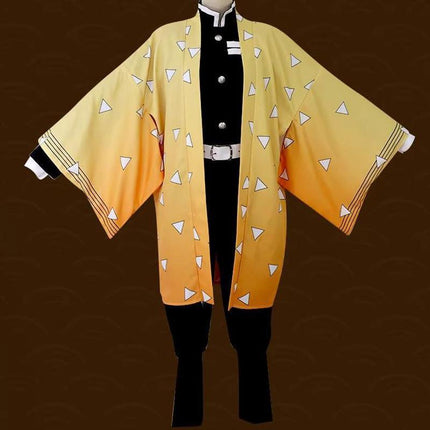 Demon Slayer Kimetsu No Yaiba Agatsuma Zenitsu Cosplay Costume Kimono Outfit Wig - Aimall