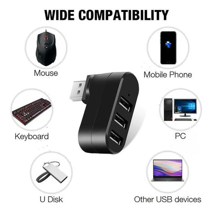 3 Port USB HUB Distribution Splitter Adapter Super Speed Data Hub For Laptop PC - Aimall