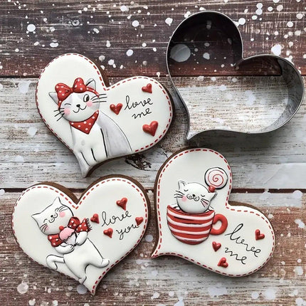 3X Stainless Steel Cake Mold 10/15/20cm Heart Baking Cake Ring For Mousse Party