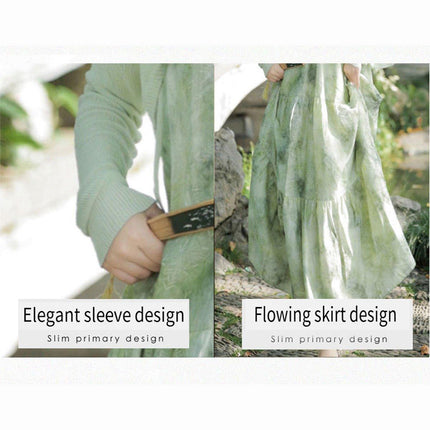 Women Chinese Style Green Halter Neck Long Dress Elegant Evening Gown