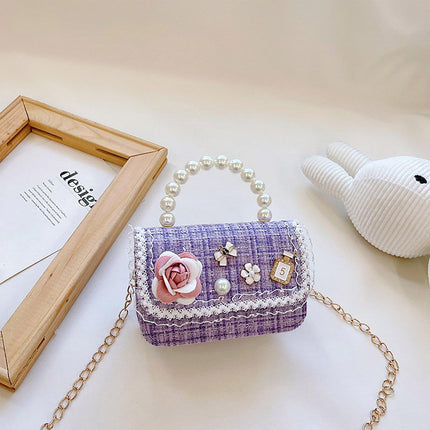 Girls Small Square Princess Handbag Chain Shoulder Bag Kids Messenger Bag