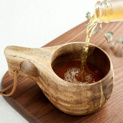 Walnut Wooden Coffee Cup Nordic Style Single Hole Solid Wood Anti-scalding Cup