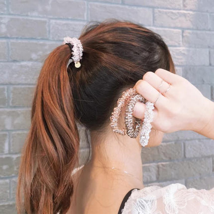 Women Rope Scrunchie Ponytail Holder Pearl Beads Elastic Hair Band Hair Tie Rope - Aimall