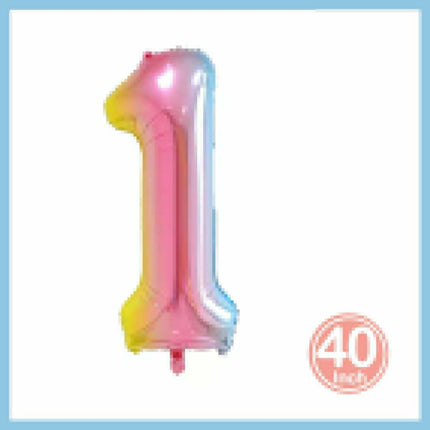 Foil Number Balloon 40" Rose Gold Silver Rainbow Birthday Party Wedding Rainbow - Aimall