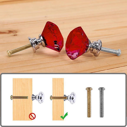 Door Knobs Handles Clear Crystal Diamond Glass Kitchen Cupboard Cabinet Pulls 40MM - Aimall