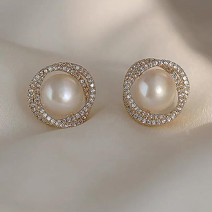 High Grade Elegant Pearl Earrings Fashion Jewelry Round Statement Earrings