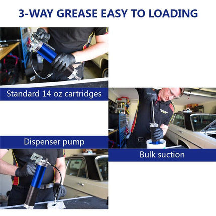 6000PSI Grease Gun Pressure Pistol Grip Dual Flow Flex Hose Industrial Quality - Aimall