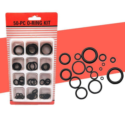 Rubber O-Ring Assortment Kit 50PC- Pack O-Rings Set Automotive Plumbing Seals - Aimall