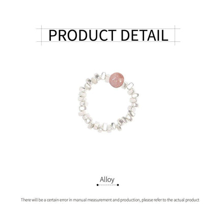 Elegant Pink Beads and Silver Beads Ring Delicate Jewelry for Women and Girls