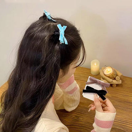 2PCS Bow Children's Hair Clip Flocking Velvet Hair Clip Sweet Hairpin Girls Gift - Aimall