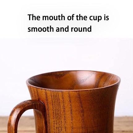 260ml Large Wooden Mug Round Solid Tea Cup Wooden Mugs for Coffee and Tea