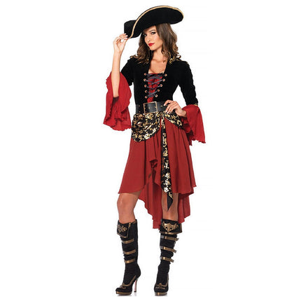 Halloween Costume Masquerade Red Pirate Cos Captain Jack Adult Female Pirates Of The Caribbean Show Clothes