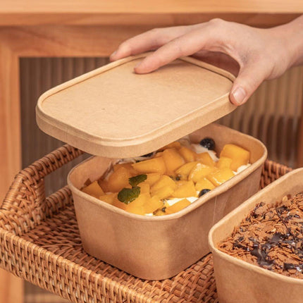 50pcs Kraft Lunch Boxes Picnic Bento Light Lunch Boxes Eco Friendly Containers