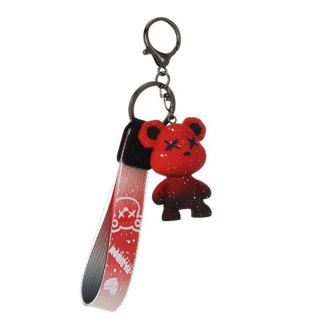 Car Keyring Animal Key Ring Lanyard Bear Keychain Gradient colour Bear Keychain - Aimall