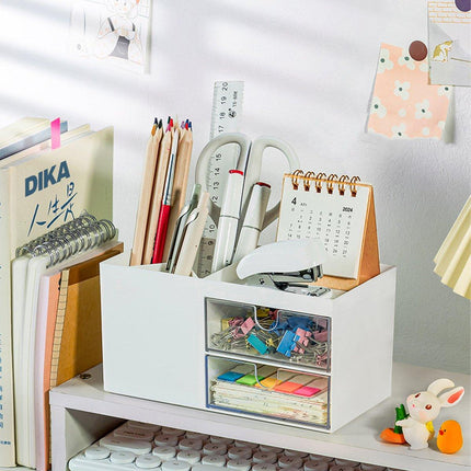 Multifunctional Desktop Organizer with Storage Drawer for Home Office Supplies