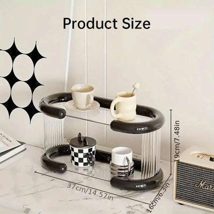 2 Tier Mug and Cup Organiser Double Tier Shelf Rack Storage for Kitchen and Home