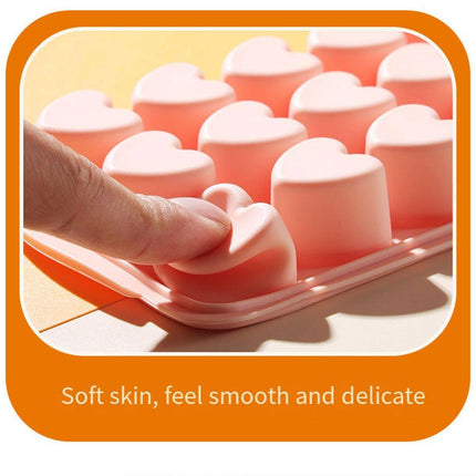 21 Grids Pink and Blue Heart Shaped Silicone Cube Tray Food Grade Ice Block Mold