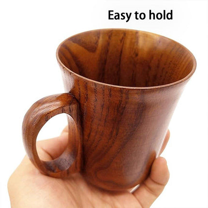 260ml Large Wooden Mug Round Solid Tea Cup Wooden Mugs for Coffee and Tea