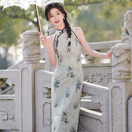 Sleeveless improved Retro Jacquard New Chinese Style Waist Women Cheongsam