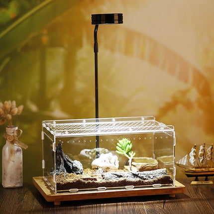 Clear Pet Box Slide Lid Reptile Breeding Habitat Panoramic View Terrarium