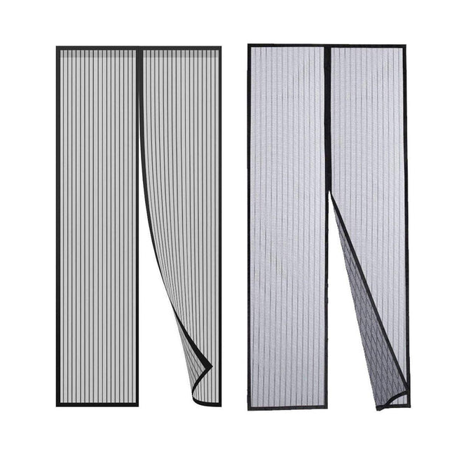 Striped Magnetic Screen Door Curtain Anti Mosquito Mesh Easy Install Ventilation