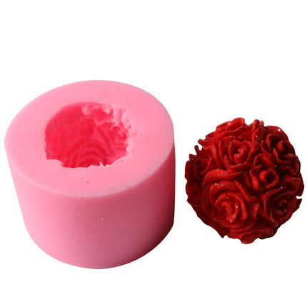 3D Silicone Candle Mold Rose Ball Aromatherapy Candle Soap Mould Craft Baking - Aimall
