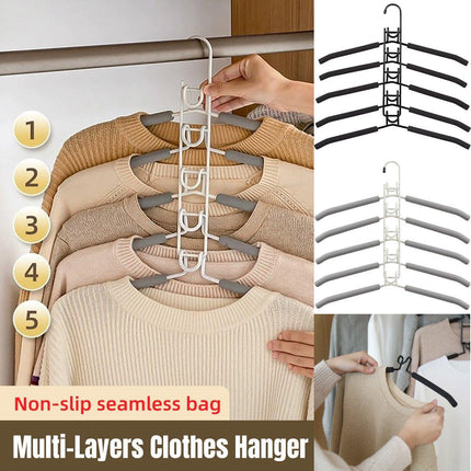 Space-saving Multi-layer Folding Hanger Hook Closet Organizer Clothes Rack