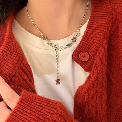 Gingerbread Man Tassel Necklace Womens Sweater Chain Fashion Jewelry Gift