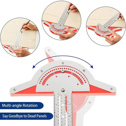 Woodworking Edge Ruler Protractor Angle Measuring Tool Carpenter