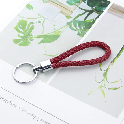 Handmade Leather Rope Keychain Car keychain Bag Pendant Accessories - Aimall